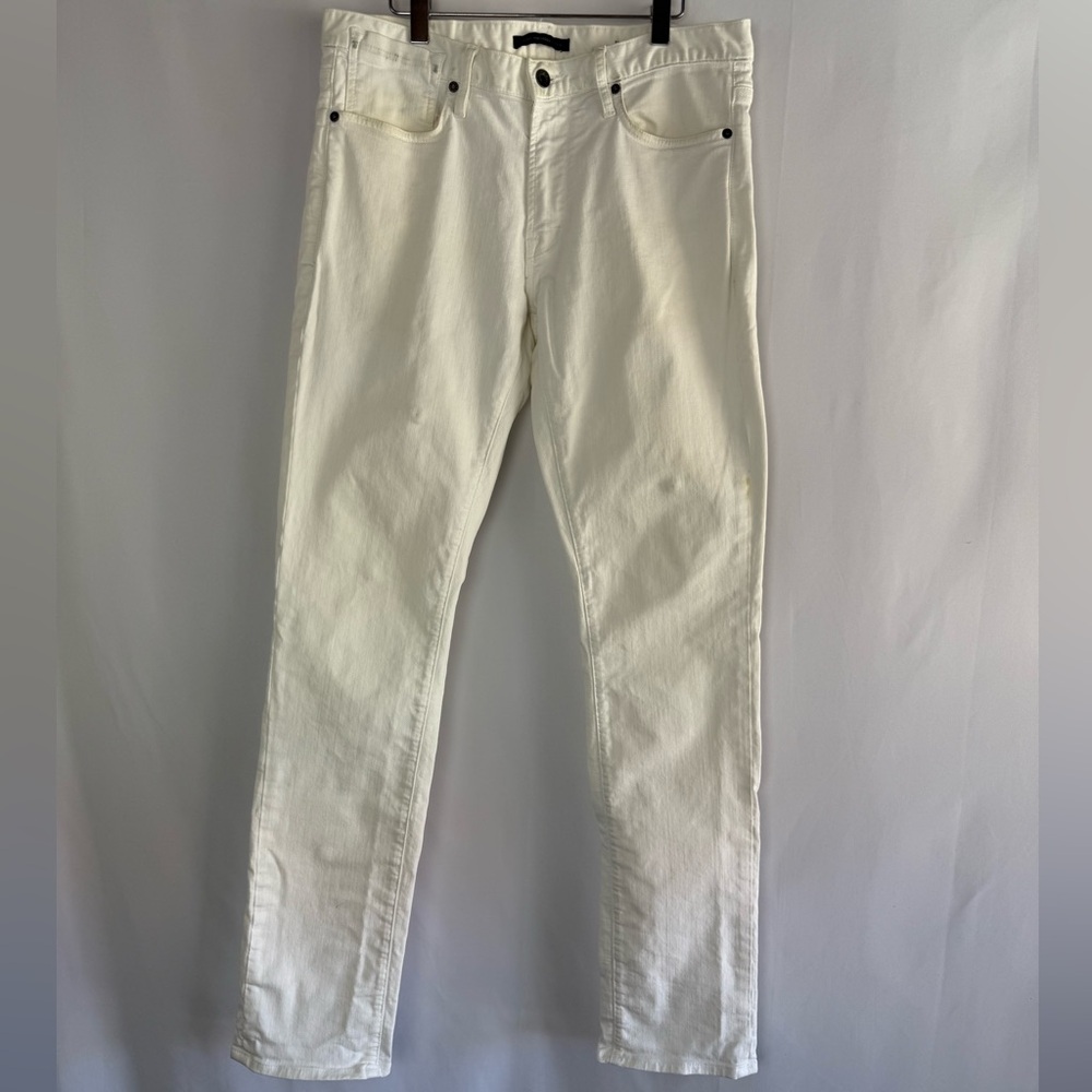 John Varvatos “Bowery” Slim Straight White Jeans